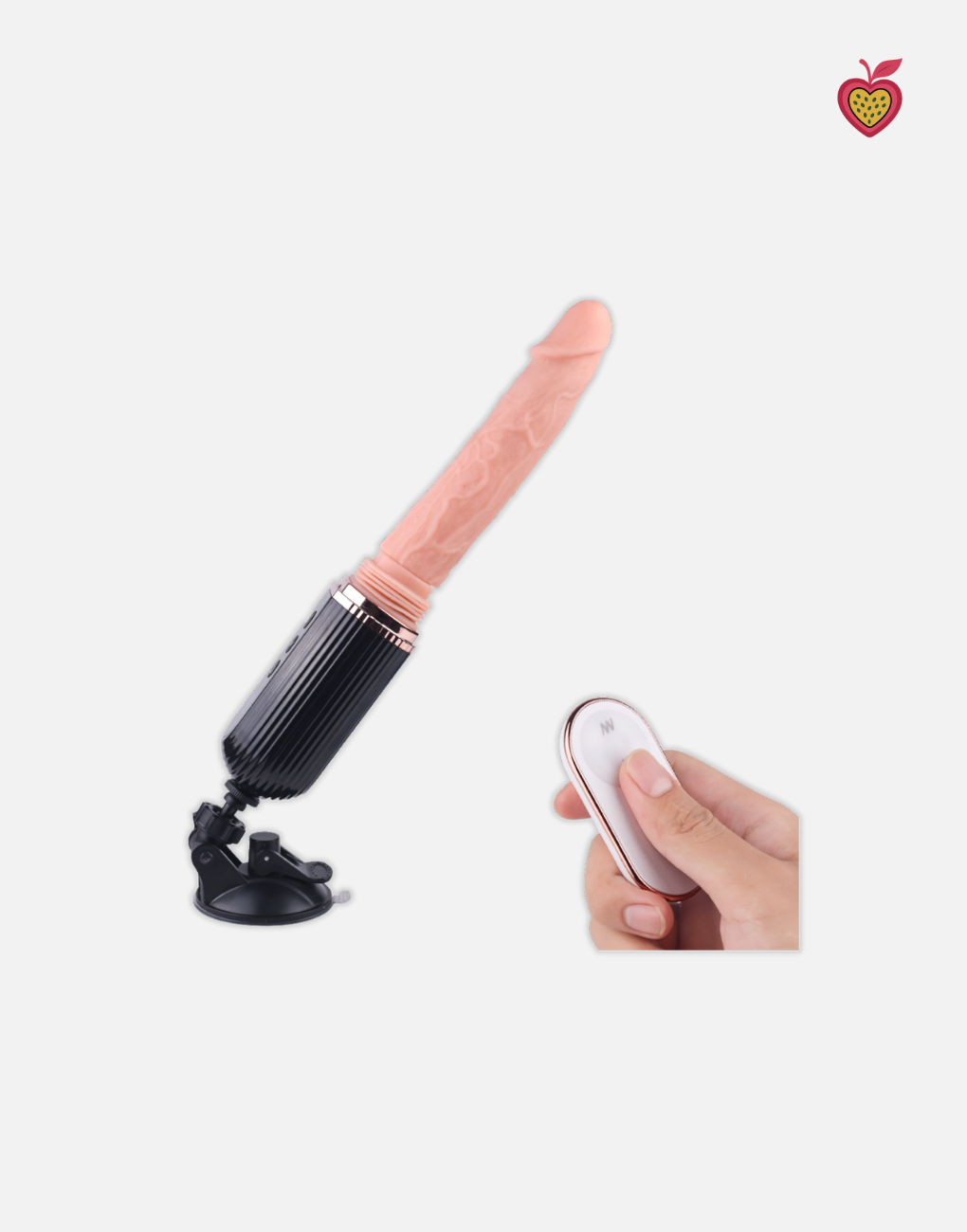 RHEA Thrusting Dildo in Obsidian Glow by Passion Wassion, a powerful vibrating adult toy featuring realistic motion, suction base, and soft silicone texture.