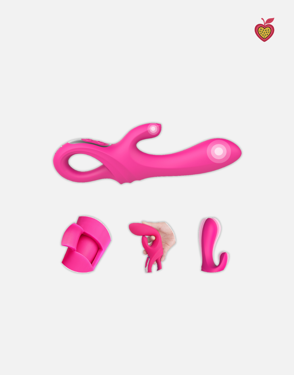 DIONE Rabbit Vibrator in Rose Magenta by Passion Wassion, a luxurious dual-stimulation adult toy featuring powerful vibrations and a soft, body-safe silicone design.