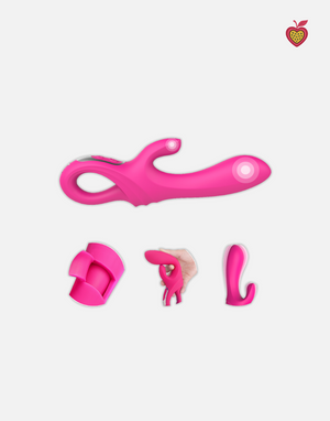 DIONE Rabbit Vibrator in Rose Magenta by Passion Wassion, a luxurious dual-stimulation adult toy featuring powerful vibrations and a soft, body-safe silicone design.
