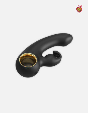 NIX Mini Rabbit Vibrator in Obsidian Glow by Passion Wassion, a compact dual-stimulation adult toy offering powerful vibrations and a sleek, travel-friendly design.