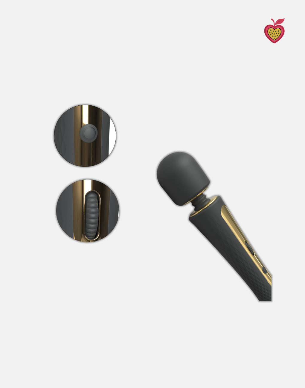 NOVA Wand Massager in Obsidian Glow by Passion Wassion, a luxurious full-body adult toy with a flexible head and deep vibrations for relaxation and pleasure.