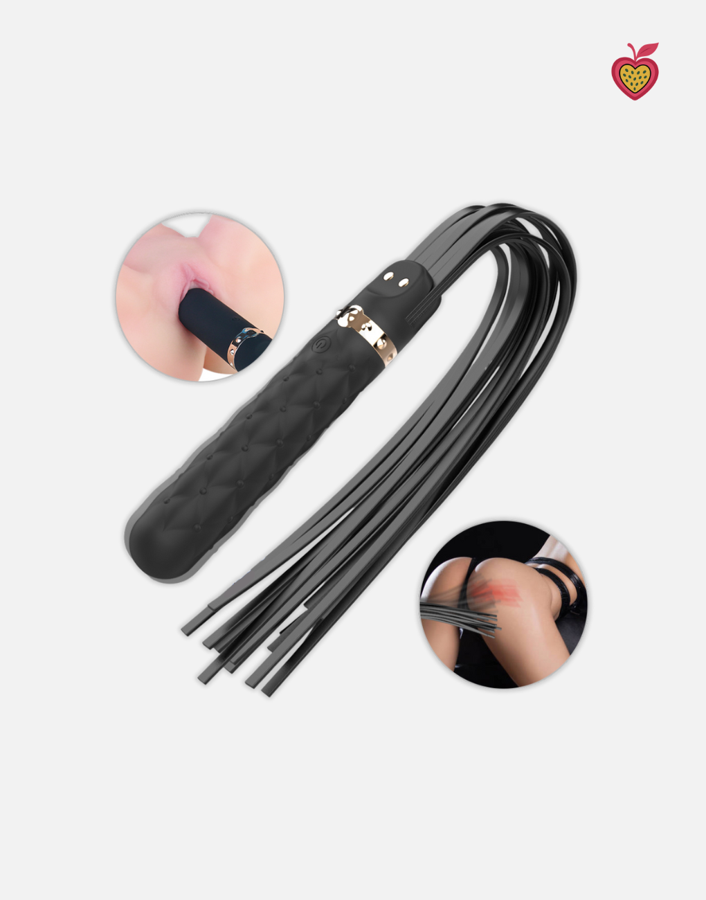ONYX Vibrating Flogger in Obsidian Glow by Passion Wassion, an elegant adult toy blending sensory vibration and gentle impact for exciting pleasure play.