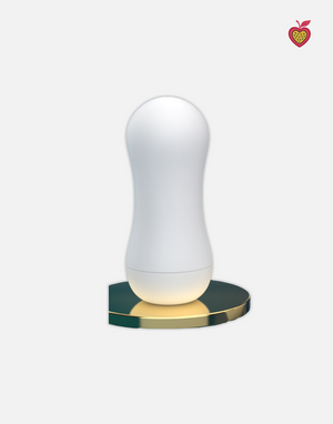 ORIN Male Masturbator in Pearl White by Passion Wassion, an advanced vibrating and thrusting adult toy with a transparent design for an immersive experience.