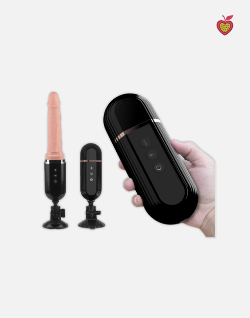 RHEA Thrusting Dildo in Obsidian Glow by Passion Wassion, a powerful vibrating adult toy featuring realistic motion, suction base, and soft silicone texture.