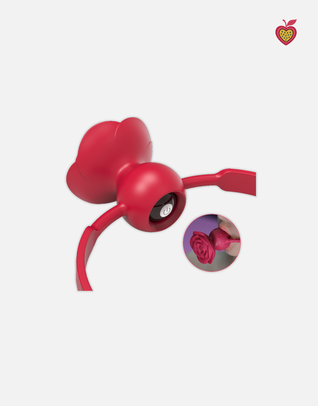 ROSA Vibrating Gag in Rose Red by Passion Wassion, a bold and sensual adult toy combining soft silicone comfort with powerful vibration for adventurous play.