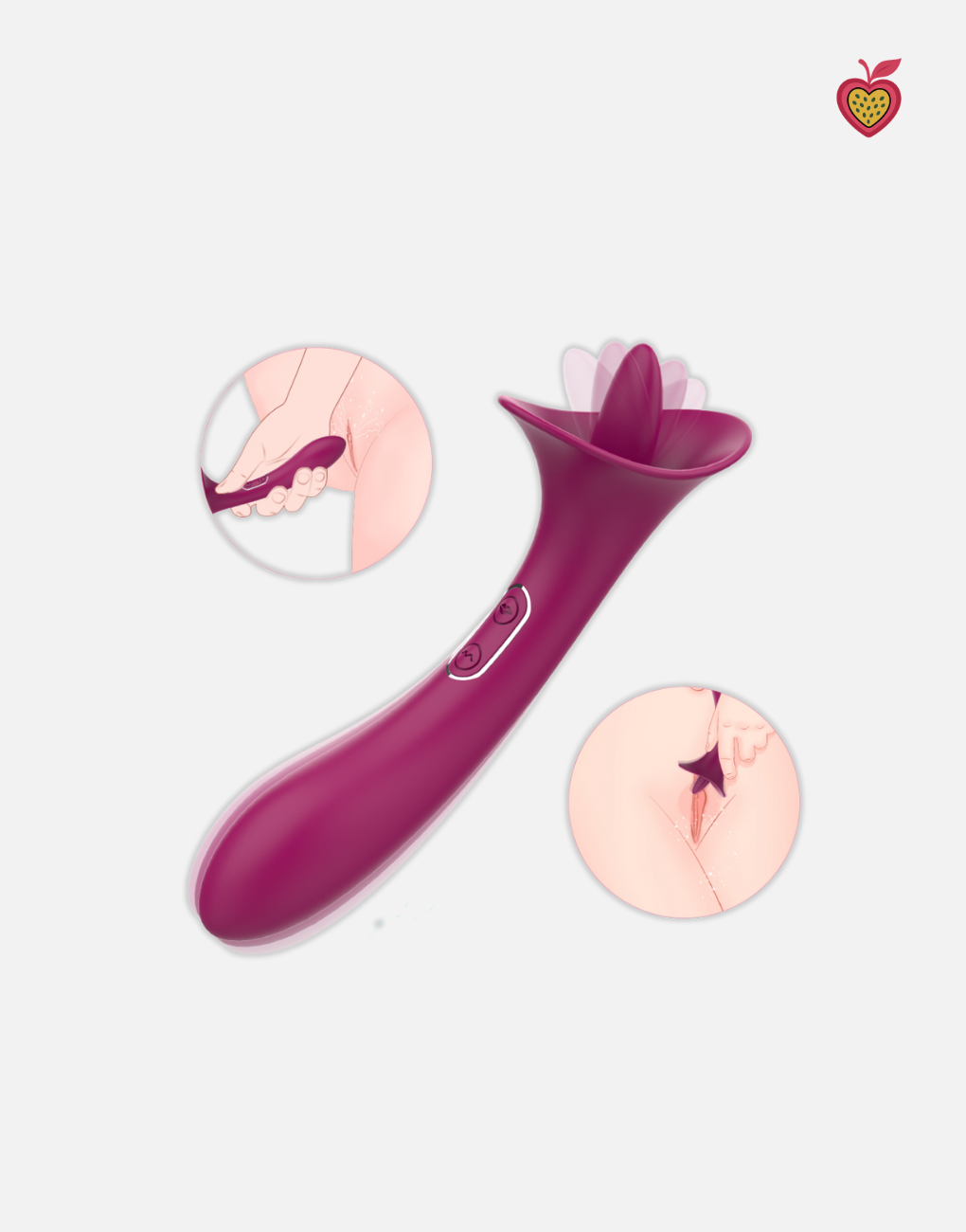 SELENE Licking Vibrator in Wine Red by Passion Wassion, an elegant adult toy designed to mimic oral sensations with soft silicone texture and rhythmic motion.
