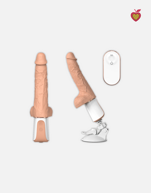 TITAN Thrusting Dildo in Nude Flesh by Passion Wassion, a realistic vibrating adult toy with lifelike texture, thrusting motion, and powerful suction base.