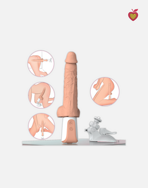 TITAN Thrusting Dildo in Nude Flesh by Passion Wassion, a realistic vibrating adult toy with lifelike texture, thrusting motion, and powerful suction base.